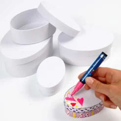 Ovala Pappaskar, L: 10+12+14+16 cm, stl. 10x4 + 12x5 + 14x6 + 16x7 cm, vit, 4 st./ 1 set