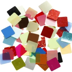 Paljettmosaik, stl. 10x10 mm, ca. 6875 st., mixade färger, 250 g/ 1 förp.