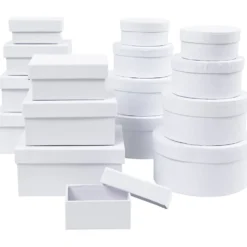Pappaskar, H: 3,5+4,5+5,5+6,5 cm, stl. 8,5x11,5+11x14 cm, Innehållet kan variera , vit, 16 st./ 1 förp.