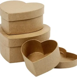 Pappaskar hjärta, H: 5+6,5+7,5 cm, B: 10+12,5+15 cm, 3 st./ 1 set