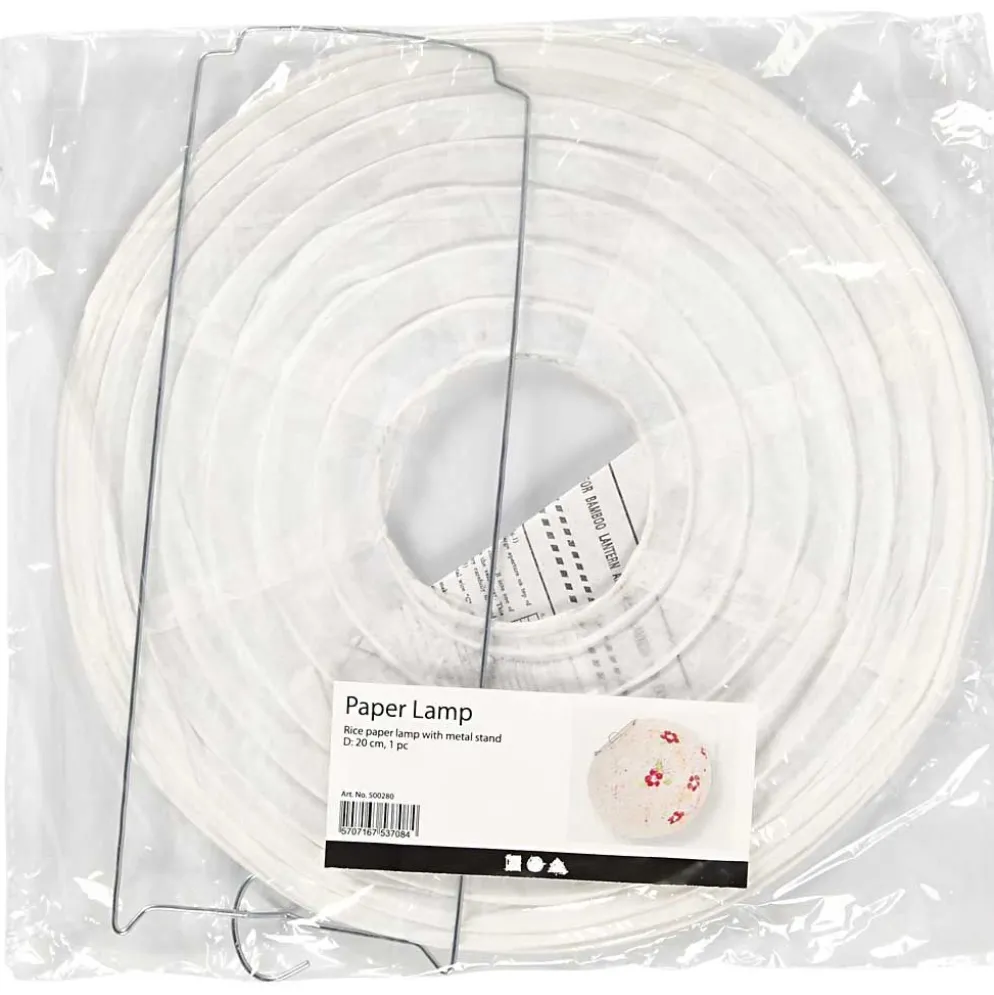 Papperslampa, Rund, Dia. 20 cm, vit, 1 st.