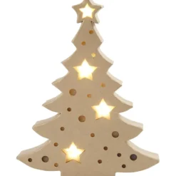 Pappfigur med inbyggt ljus, julgran, H: 27 cm, D: 4 cm, B: 21,5 cm, 1 st.