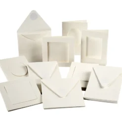 Passepartoutkort, kortstl. 10,5x15 + 12,5x12,5 cm, Innehållet kan variera , råvit, 50 set/ 1 förp.