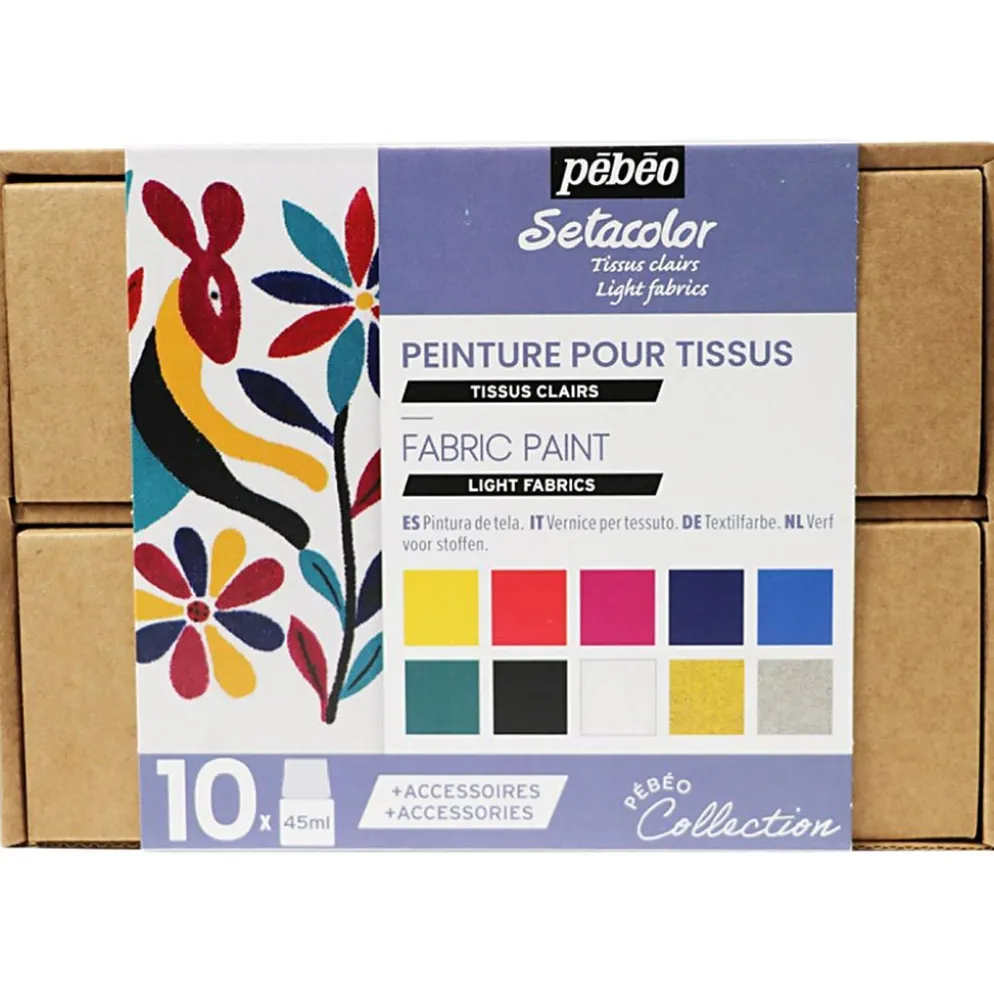 Pebeo Collection Set, Textilfärg - Lätta tyger, mixade färger, 1 förp.