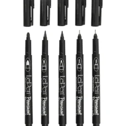 Permanenta tuschpennor, spets 2x0,6+2x0,8+1,3 mm, svart, 5 st./ 1 förp.