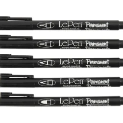 Permanenta tuschpennor, spets 2x0,6+2x0,8+1,3 mm, svart, 5 st./ 1 förp.