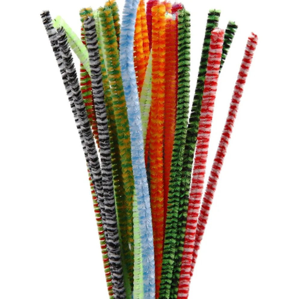 Piprensare, randiga, L: 30 cm, tjocklek 6 mm, mixade färger, 30 mix./ 1 förp.
