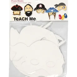 Piratmasker, H: 16-26 cm, B: 17,5-26,5 cm, 230 g, vit, 16 st./ 1 förp.