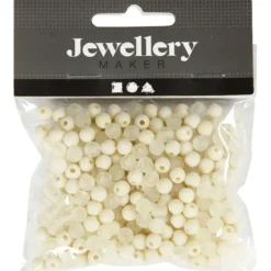 Plastpärlor, Dia. 6 mm, Hålstl. 2 mm, ca. 150 st., cream, 40 g/ 1 förp.