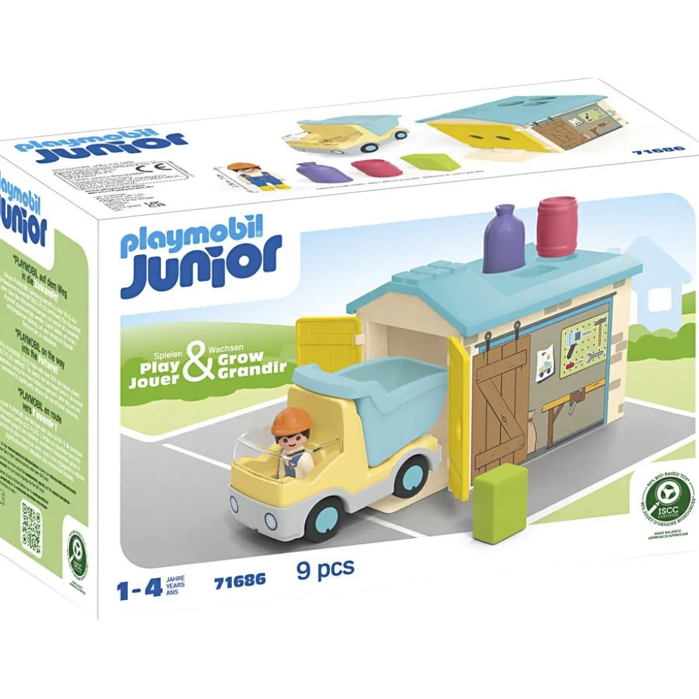 Playmobil Junior lastbil med garage, 9 delar/ 1 förp.