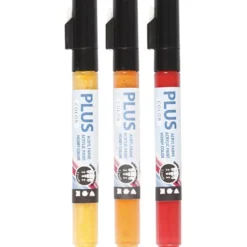 Plus Color Tusch, L: 14,5 cm, spets 1-2 mm, mixade färger, 5,5 ml, 3 st./ 1 förp.