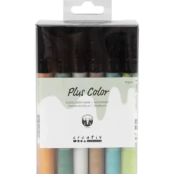 Plus Color Tusch, L: 14,5 cm, spets 1-2 mm, mixade färger, 5,5 ml, 18 st./ 1 förp.