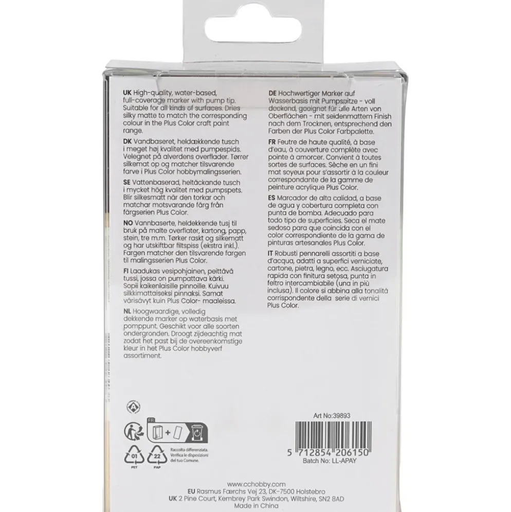 Plus Color Tusch, L: 14,5 cm, spets 1-2 mm, mixade färger, 5,5 ml, 18 st./ 1 förp.