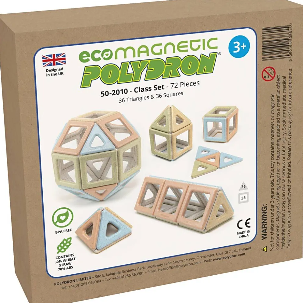 Polydron Eco Magnetisk, dova färger, 72 delar/ 1 set