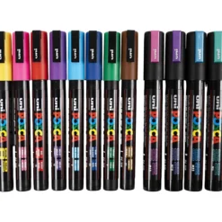 Posca Marker , nr. PC-5M + PC-3M, spets 0,9-1,3 + 2,5 mm, mixade färger, 12 mix./ 1 förp.