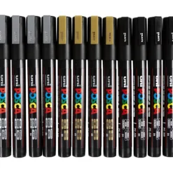 Posca Marker , nr. PC-3M, spets 0,9-1,3 mm, Fine, svart, guld, silver, 12 mix./ 1 förp.