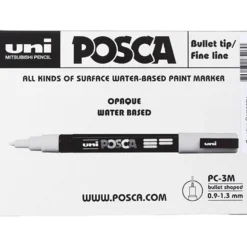 Posca Marker , nr. PC-3M, spets 0,9-1,3 mm, Fine, svart, guld, silver, 12 mix./ 1 förp.