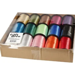 Presentsnören, B: 10 mm, blank, mixade färger, 15x250 m/ 1 förp.