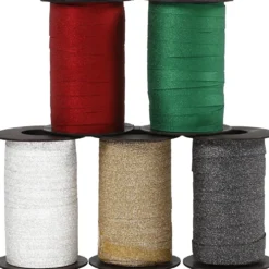 Presentsnören, B: 10 mm, glitter, mixade färger, 5x100 m/ 1 förp.