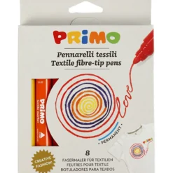PRIMO Textiltuschpennor, mixade färger, 8 st./ 1 förp.