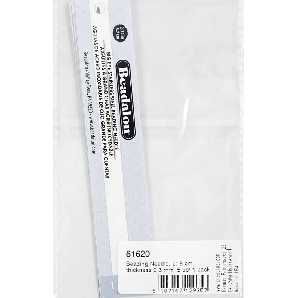 Pärlnål, L: 6 cm, tjocklek 0,3 mm, 5 st./ 1 förp.