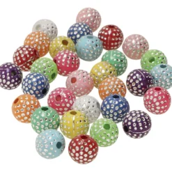 Pärlor med silverprickar, ca. 2000 st., mixade färger, 500 g/ 1 påse