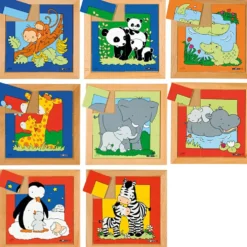 Pussel djur mor och barn, stl. 24x24 cm, 6-12 brickor, 8 st./ 1 set