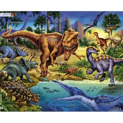Pussel, med dinosaurier, stl. 28,5x36,5 cm, 57 brickor, 1 st.