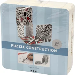 Puzzle konstruktionsbrickor, stl. 9,3x9,3 cm, tjocklek 1,2 mm, vit, 200 st./ 1 förp.
