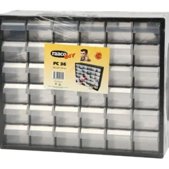 Raaco sortimentskåp, nr. PC 36, stl. 33x40,7x14,1 cm, Hålstl. 60x50 mm, 1 set