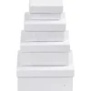 Rektangulära Askar, stl. 7,5x5x3,5 + 9,5x7x4,5 + 11,5x8,5x5,5 + 14x11x6,5 cm, vit, 4 st./ 1 set