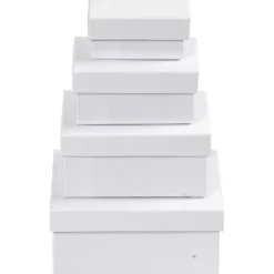 Rektangulära Askar, stl. 7,5x5x3,5 + 9,5x7x4,5 + 11,5x8,5x5,5 + 14x11x6,5 cm, vit, 4 st./ 1 set