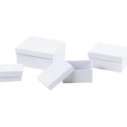 Rektangulära Askar, stl. 7,5x5x3,5 + 9,5x7x4,5 + 11,5x8,5x5,5 + 14x11x6,5 cm, vit, 4 st./ 1 set