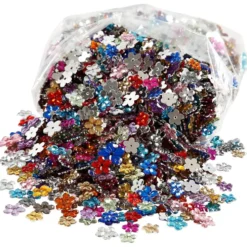 Rhinestones, Dia. 6+10+12 mm, mixade färger, 2520 st./ 1 förp.