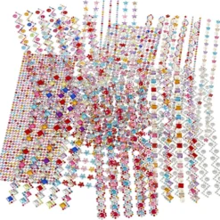 Rhinestones/Rhinstenar, Dia. 2-10 mm, ark 27x9 cm, Innehållet kan variera , 12 mix. ark/ 1 förp.