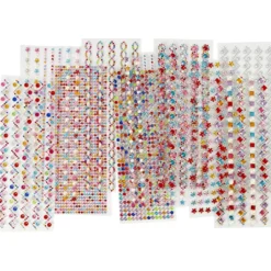 Rhinestones/Rhinstenar, Dia. 2-10 mm, ark 27x9 cm, Innehållet kan variera , 12 mix. ark/ 1 förp.