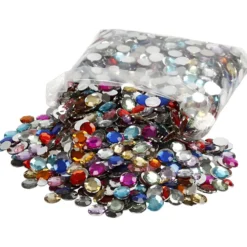 Rhinestones, Runda, Dia. 6+9+12 mm, mixade färger, 3600 st./ 1 förp.