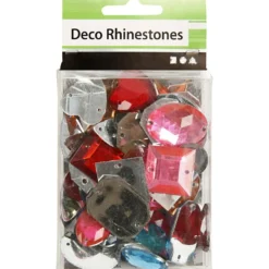 Rhinestones, stl. 10-17 mm, ca. 50 st., mixade färger, 15 g/ 1 förp.