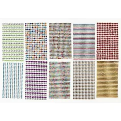 Rhinstenar stickers, Dia. 4-6 mm, ark 16x9,5 cm, mixade färger, 10 ark/ 1 förp.