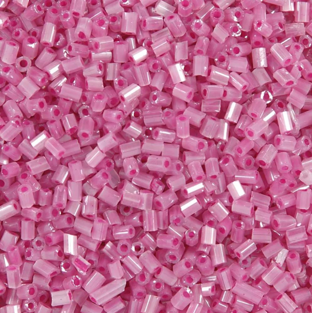 Rocaillepärlor 2-cut, Dia. 1,7 mm, stl. 15/0, Hålstl. 0,5 mm, rosa, 500 g/ 1 påse
