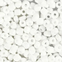 Rocaillepärlor, Dia. 4 mm, stl. 6/0, Hålstl. 0,9-1,2 mm, vit, pärlemor, 25 g/ 1 förp.