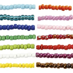 Rocaillepärlor, Dia. 3 mm, stl. 8/0, Hålstl. 0,6-1,0 mm, mixade färger, 14x25 g/ 1 förp.