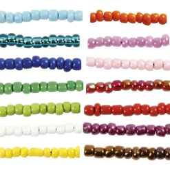 Rocaillepärlor, Dia. 3 mm, stl. 8/0, Hålstl. 0,6-1,0 mm, mixade färger, 14x25 g/ 1 förp.