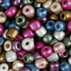 Rocaillepärlor, Dia. 5 mm, stl. 4/0, Hålstl. 1,2 mm, metallicfärger, 720 g/ 1 burk