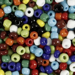 Rocaillepärlor, Dia. 4 mm, stl. 6/0, Hålstl. 0,9-1,2 mm, mixade färger, 130 g/ 1 förp.