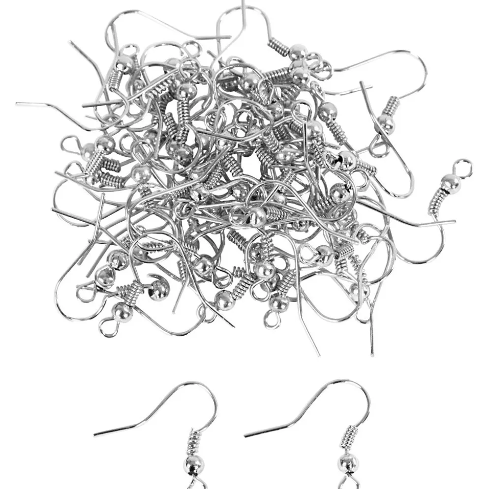 Öronkrokar, L: 18 mm, försilvrad, 100 st./ 1 förp.