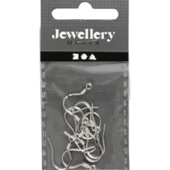 Öronkrokar, L: 14 mm, silver, 10 st./ 1 förp.