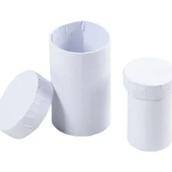 Runda askar, H: 7+9 cm, stl. 4,5+6 cm, vit, 2 st./ 1 set