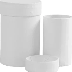 Runda askar, H: 7+9 cm, stl. 4,5+6 cm, vit, 2 st./ 1 set