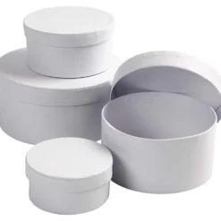 Runda Pappaskar, stl. 8x4 + 10x5 + 12x6 + 14x7 cm, vit, 4 st./ 1 set